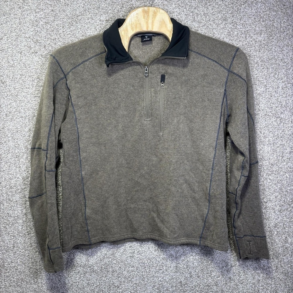 Kuhl Pullover Mens 2XL Brown Fleece 1/4 Zip Long Sleeve Hiking Shirt Outdoor